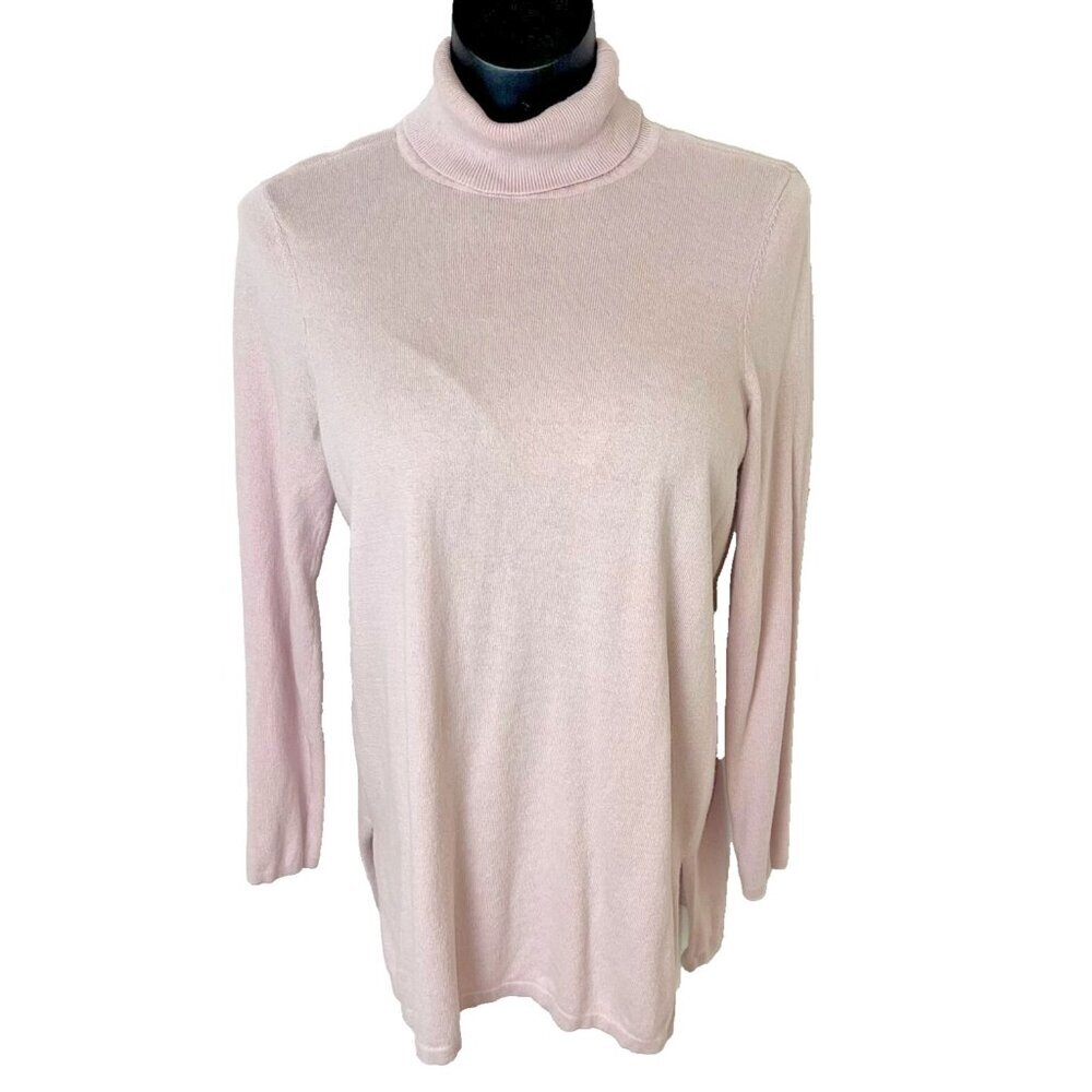 Chico's Turtle Neck Sweater Tunic Women's M Pale Lavender Soft Fine Knit